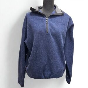 Outersport Unisex Blue Heathered Fleece‎ Quarter Zip Pullover Sweatshirt Size M